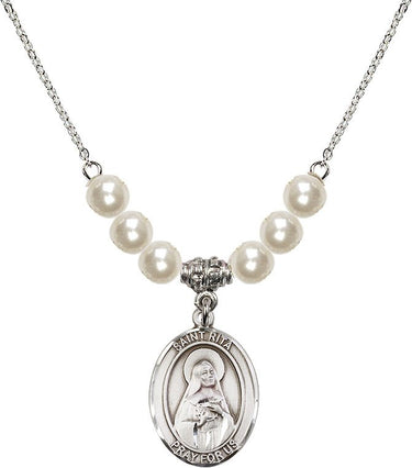 St. Rita of Cascia Baseball Crystal Necklace | 3/4 inch | 6mm Beads | N31-8181