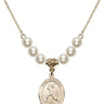 Saint Sebastian Crystal Necklace | 3/4 inch | 6mm Beads   14kt Gold Filled