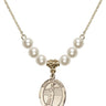 Saint Sebastian Crystal Necklace | 3/4 inch | 6mm Beads   14kt Gold Filled