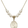 Saint Sebastian Crystal Necklace | 3/4 inch | 6mm Beads   14kt Gold Filled