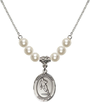 St. Sebastian Rugby Crystal Necklace | 3/4 inch | 6mm Beads