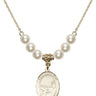 Saint Sebastian Crystal Necklace | 3/4 inch | 6mm Beads   14kt Gold Filled