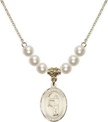 St. Sebastian Archery Crystal Necklace | 3/4 inch | 6mm Beads