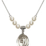 Saint Sebastian Crystal Necklace | 3/4 inch | 6mm Beads   Sterling Silver
