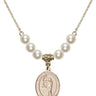 Saint Christopher Crystal Necklace | 3/4 inch | 6mm Beads   14kt Gold Filled
