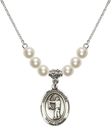 St. Christopher Archery Crystal Necklace | 3/4 inch | 6mm Beads