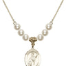 Saint Sebastian Crystal Necklace | 3/4 inch | 6mm Beads   14kt Gold Filled