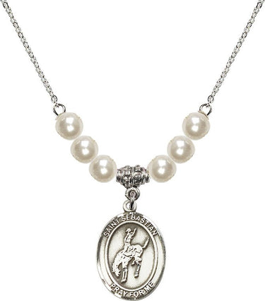 St. Sebastian Rodeo Crystal Necklace | 3/4 inch | 6mm Beads