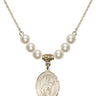 Saint Christopher Crystal Necklace | 3/4 inch | 6mm Beads   14kt Gold Filled