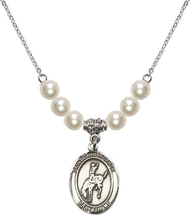 St. Christopher Rodeo Crystal Necklace | 3/4 inch | 6mm Beads