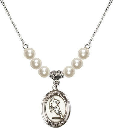 St. Christopher Rugby Crystal Necklace | 3/4 inch | 6mm Beads