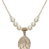 Saint Christopher Crystal Necklace | 3/4 inch | 6mm Beads   14kt Gold Filled