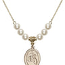 Saint Sebastian Crystal Necklace | 3/4 inch | 6mm Beads   14kt Gold Filled