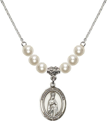 Collar de cristal de Nuestra Señora de Fátima | 1,9 cm | Cuentas de 6 mm | N31-8205