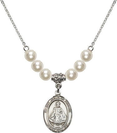 Collar de cristal del Niño Jesús de Praga | 1,9 cm | Cuentas de 6 mm | N31-8207