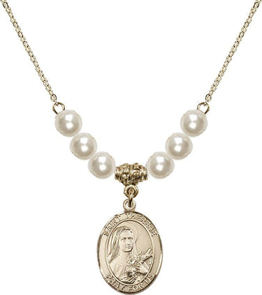 Collar de cristal de Santa Teresita de Lisieux | 3/4 pulgada | Cuentas de 6 mm | N31-8210