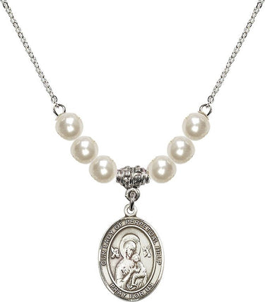 Collar de cristal de Nuestra Señora del Perpetuo Socorro | 1,9 cm | Cuentas de 6 mm | N31-8222