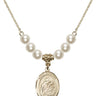 Saint Aloysius Gonzaga Crystal Necklace | 3/4 inch | 6mm Beads   14kt Gold Filled