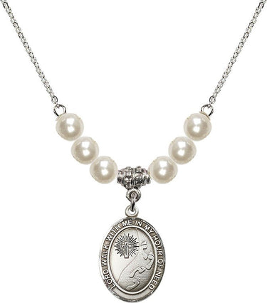 Cross Crystal Necklace | Footprints | 3/4 inch | 6mm Beads