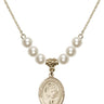 Saint John Baptist de la Salle Crystal Necklace | 3/4 inch | 6mm Beads   14kt Gold Filled