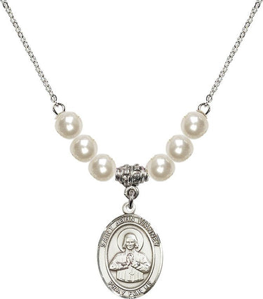 Saint John Vianney Crystal Necklace | 3/4 inch | 6mm Beads | N31-8282