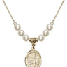 Our Lady of Lourdes Crystal Necklace | 3/4 inch | 6mm Beads   14kt Gold Filled