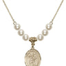 Saint Peter Nolasco Crystal Necklace | 3/4 inch | 6mm Beads   14kt Gold Filled