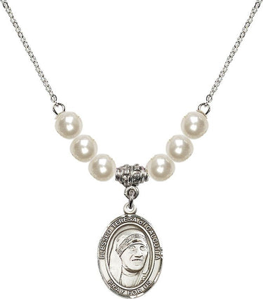 Saint Teresa of Calcutta Crystal Necklace | 3/4 inch | 6mm Beads | N31-8295