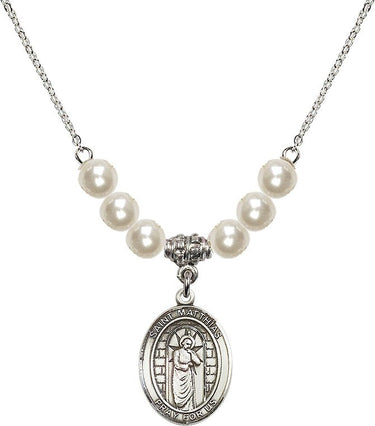 Saint Matthias the Apostle Crystal Necklace | 3/4 inch | 6mm Beads
