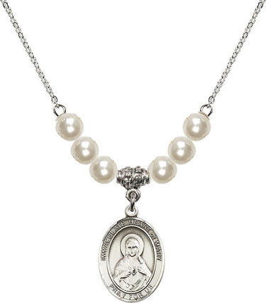 Beads Immaculate Heart of Mary Crystal Necklace | 3/4 inch | 6mm Beads