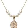 Saint Anthony Mary Claret Crystal Necklace | 3/4 inch | 6mm Beads   14kt Gold Filled
