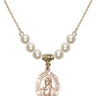 Saint Kateri Tekakwitha Crystal Necklace | 3/4 inch | 6mm Beads   14kt Gold Filled