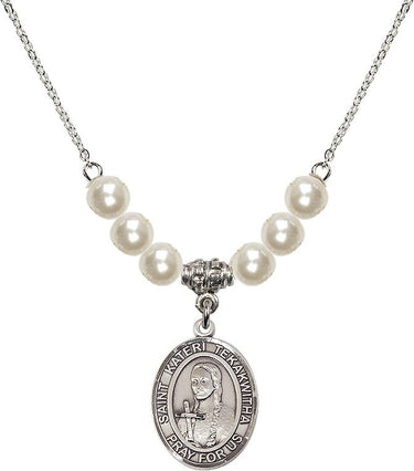 Saint Kateri Tekakwitha Crystal Necklace | 3/4 inch | 6mm Beads | N31-8438