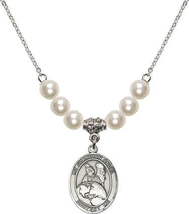Guardian Angel Protector Crystal Necklace | 3/4 inch | 6mm Beads | N31-8440