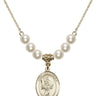 Saint Christopher Crystal Necklace | 3/4 inch | 6mm Beads   14kt Gold Filled