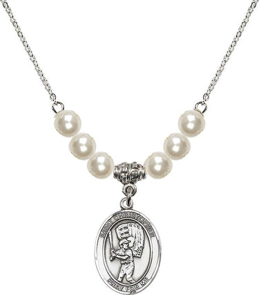 St. Christopher Baseball Crystal Necklace | 3/4 inch | 6mm Beads | N31-8500