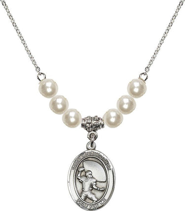 Saint Christopher Football Crystal Necklace | 3/4 inch | 6mm Beads | N31-8501