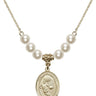 Saint Christopher Crystal Necklace | 3/4 inch | 6mm Beads   14kt Gold Filled