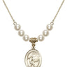 Saint Christopher Crystal Necklace | 3/4 inch | 6mm Beads   14kt Gold Filled