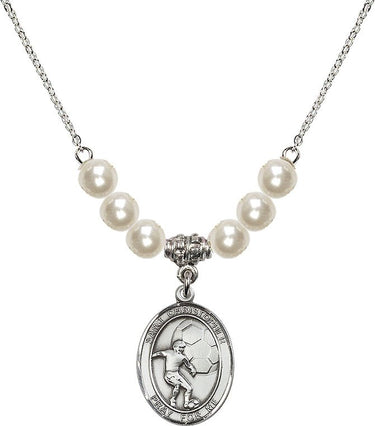 St. Christopher Soccer Crystal Necklace | 3/4 inch | 6mm Beads | N31-8503