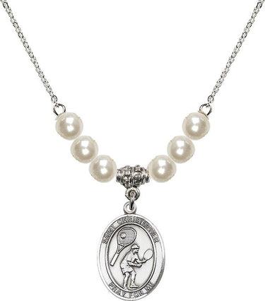 St. Christopher Tennis Crystal Necklace | 3/4 inch | 6mm Beads | N31-8505