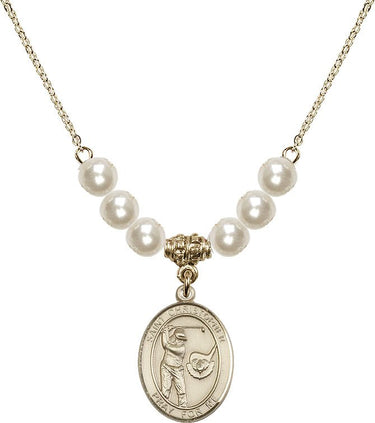 St. Christopher Golf Crystal Necklace | 3/4 inch | 6mm Beads | N31-8506