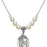Saint Christopher Crystal Necklace | 3/4 inch | 6mm Beads   Sterling Silver