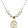 Saint Christopher Crystal Necklace | 3/4 inch | 6mm Beads   14kt Gold Filled