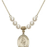 Saint Christopher Crystal Necklace | 3/4 inch | 6mm Beads   14kt Gold Filled
