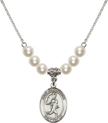 St. Christopher Track & Field Men Crystal Necklace | 3/4 inch