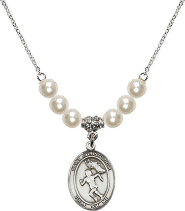 St. Christopher Track & Field Women Crystal Necklace | 3/4 inch