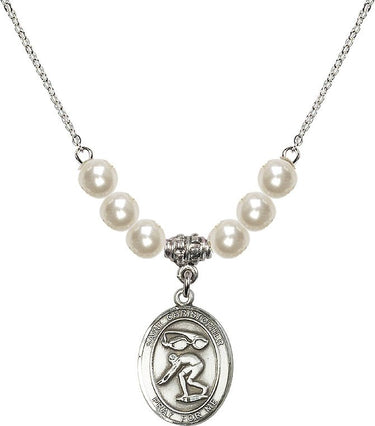 St. Christopher Swimming Crystal Necklace | 3/4 inch | 6mm Beads | N31-8511