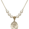 Saint Christopher Crystal Necklace | 3/4 inch | 6mm Beads   14kt Gold Filled