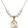Saint Christopher Crystal Necklace | 3/4 inch | 6mm Beads   14kt Gold Filled